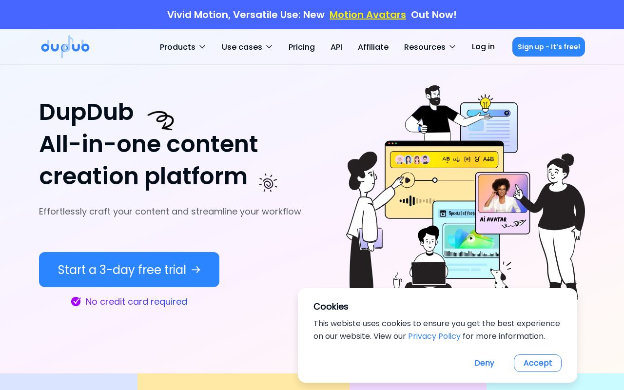 DupDub homepage - AI digital human video platform